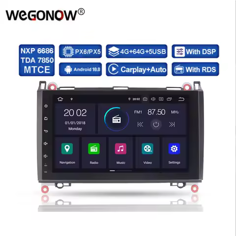 DSP PX6 IPS Android 11.0 6 Core 4G 64G Car DVD Player Radio GPS BT wifi For Benz A150 A160 A170 A180 A200 B160 B170 B180 B200