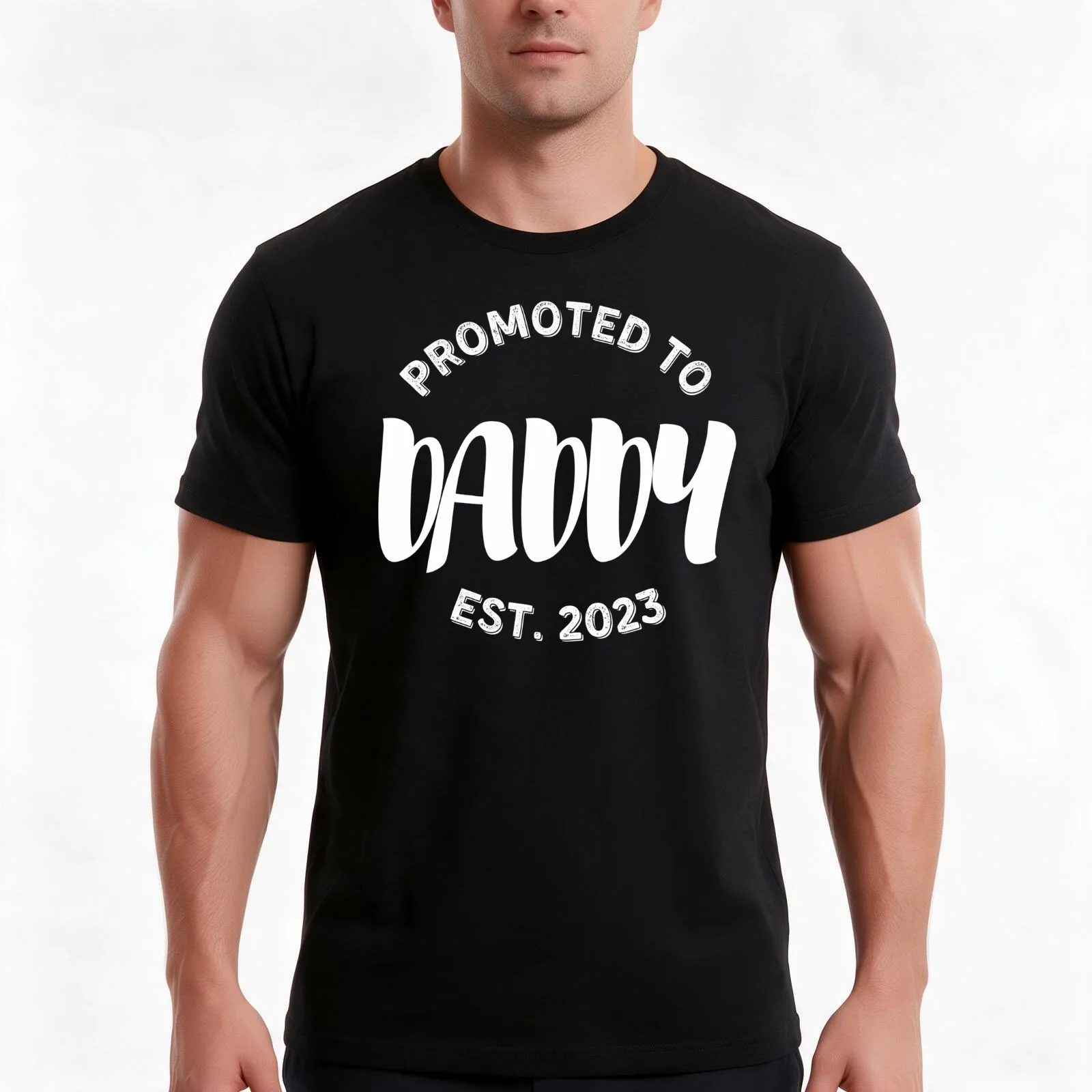Promoted to Daddy Est 2023 Future Dad Announcement Gift for Father T-Shirt, Summer Casual Cotton Tee, Oversized Streetwear Tops