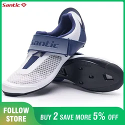 Santic Pro Triathlon Cycling Shoes Mens Road Riding Biking Sneakers Upgraded Glassfiber Outsole Breathable Bicycle Lock Shoes