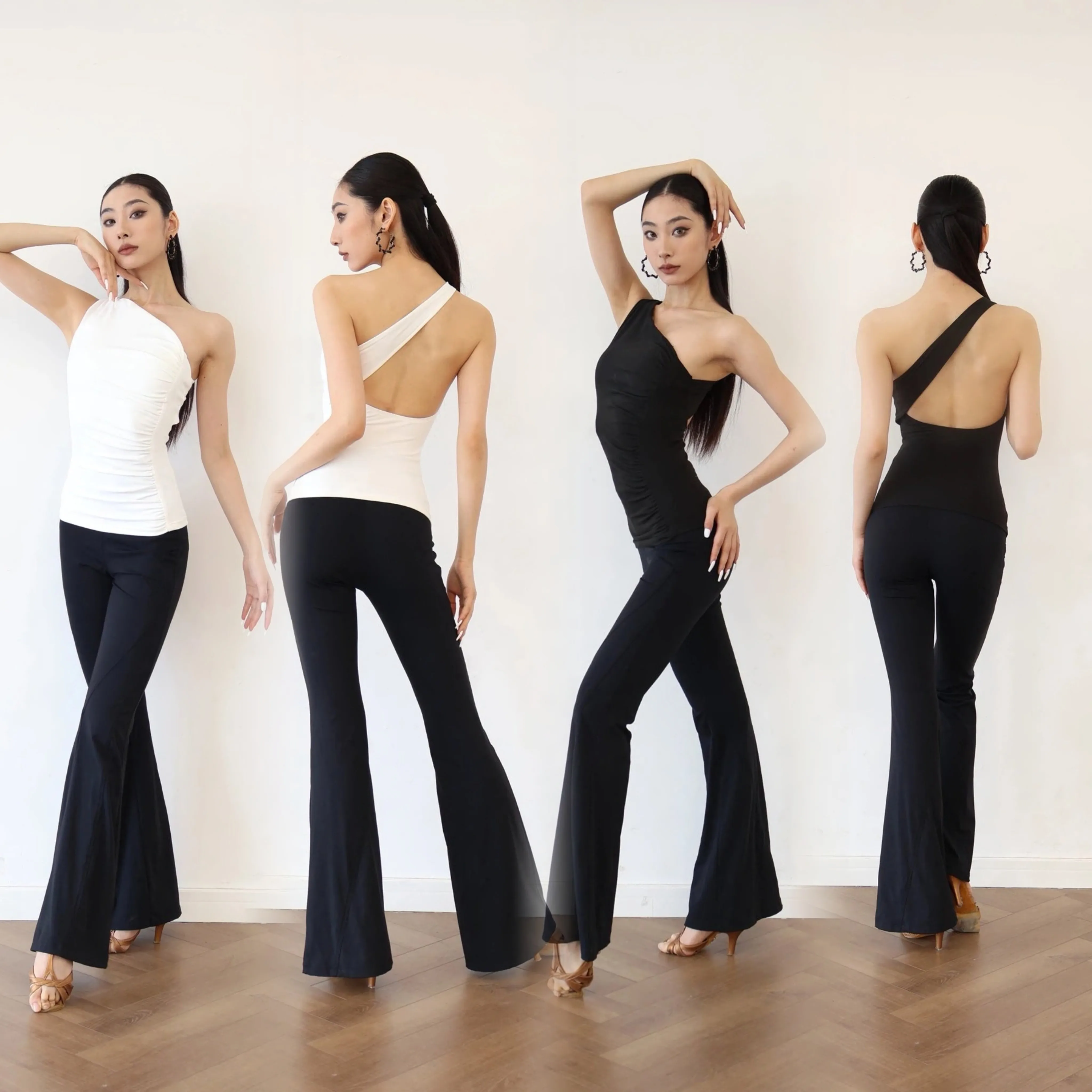 

2026 Female Top Adults Latin Dance Costumes For Women Slant Shoulder Backless Top Samba Dance Training Practice Clothes DN23620