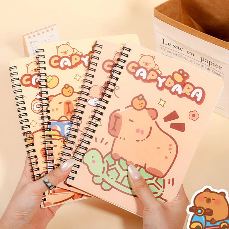 1/4個入り カピバラ A5 スパイラルノート かわいいプランナー デイリーノート コイルノート 小型メモ帳 カワイイ 新学期ギフト パーティーギフト