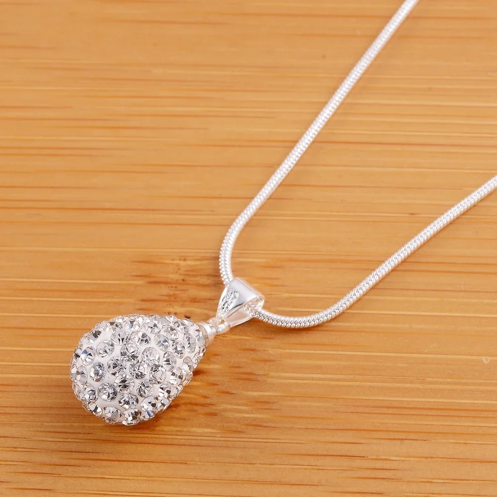 New 925 Sterling Silver Jewelry Exquisite Czech Diamond Water Drop Pendant Necklace For Woman Wedding Engagement Banquet Gifts