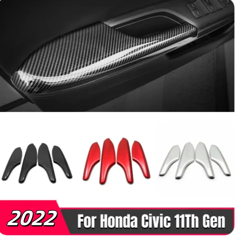 

For Honda Civic 11th Gen 2022 2023ABS Carbon Fiber Car Door Armrest Panel Cover Handle Trim Decorative Interior Accessories