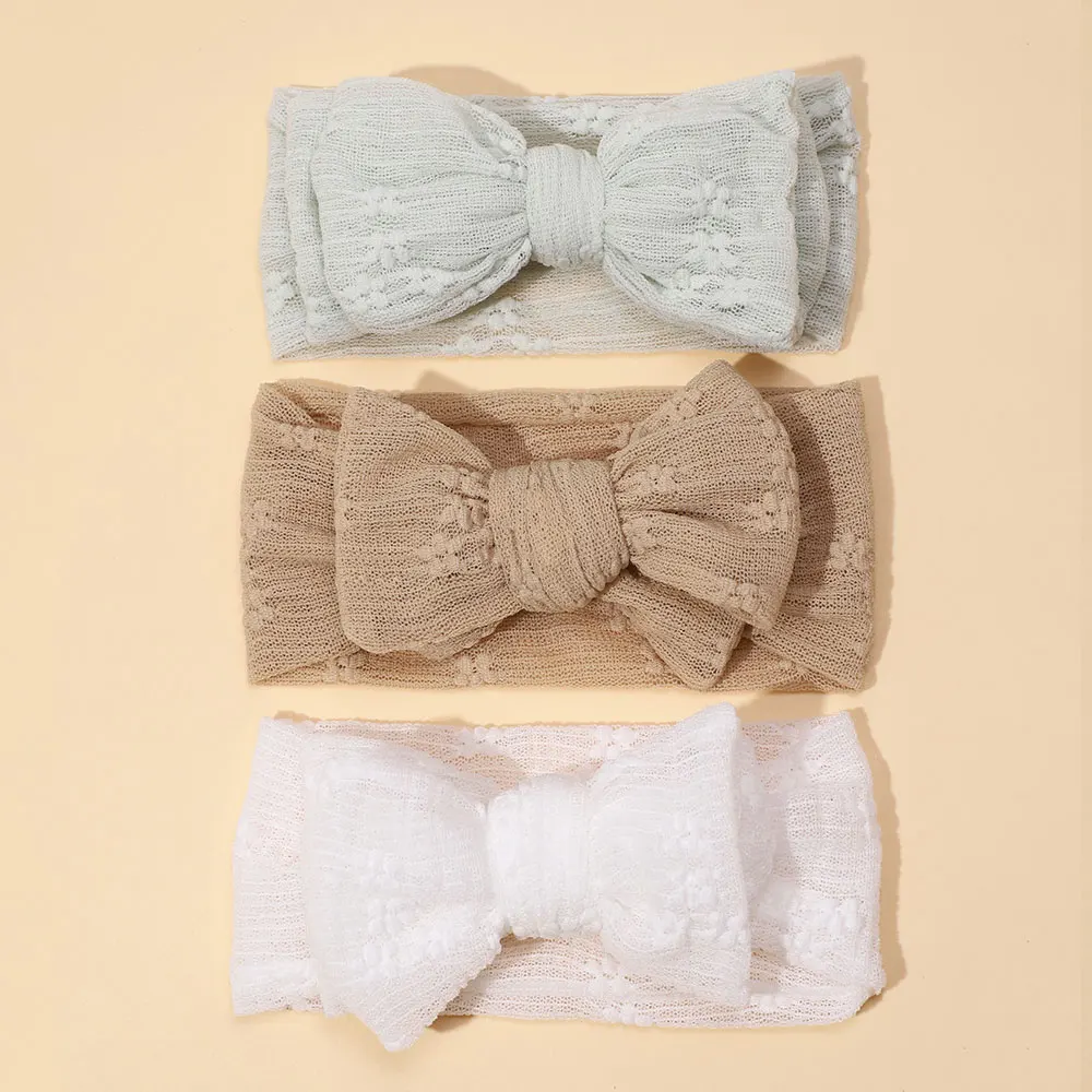 3pcs/set Baby Girl Headband Double Mesh Bows Hairband Soft Turban Lovely Bow Kids Headwear Hair Accessories for Newborn Infant