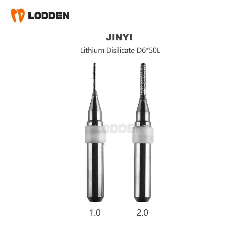 JINY Dental Milling Burs for Zirconia Metal PMMA Glass-ceramic Dental Materials D6*50L CAD CAM Dental Lab Cutter Precision Tools