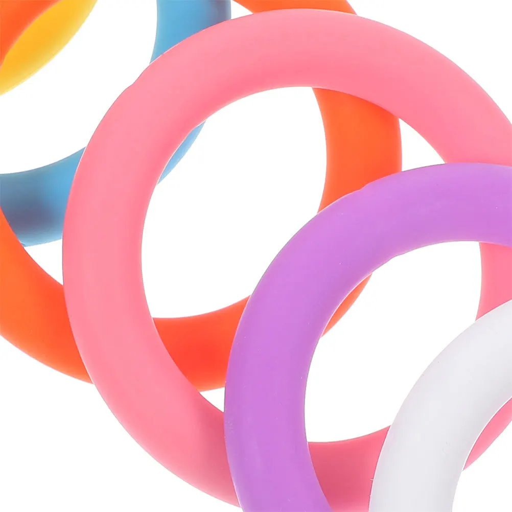 

12pcs Silicone Ring Keychain Multi-Use Soft Colored Round Hoop For Diy Craft Jewelry Making Accessory Small Keychain Frame