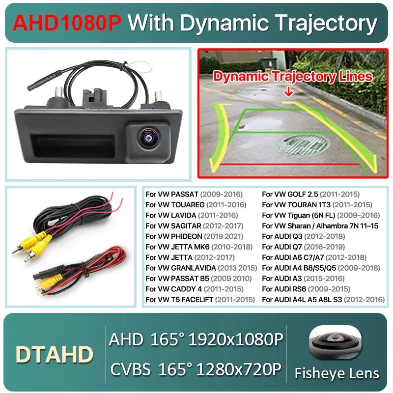 GreenYi 170° 1080P AHD Vehicle Rear View Camera for VW Volkswagen Golf Passat B7 B6 Tiguan Jetta MK6 Audi A3 A4 A5 Q5 A6 B6 car image 3