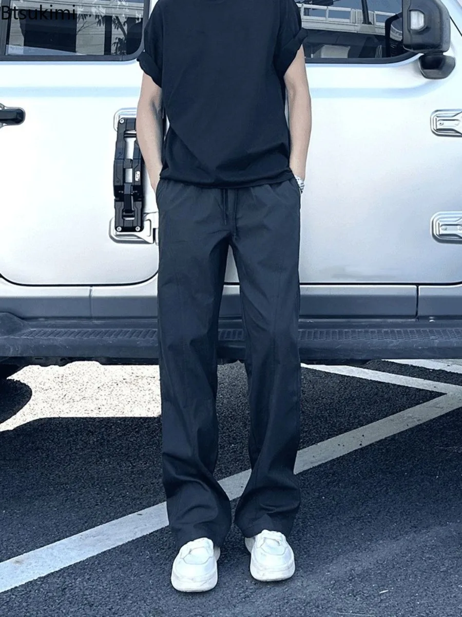 

New Men's Loose Casual Trousers Spring Autumn Outdoor Water-proof Sports Straight Pants Male Solid Sweatpants Baggy Jogger Pants