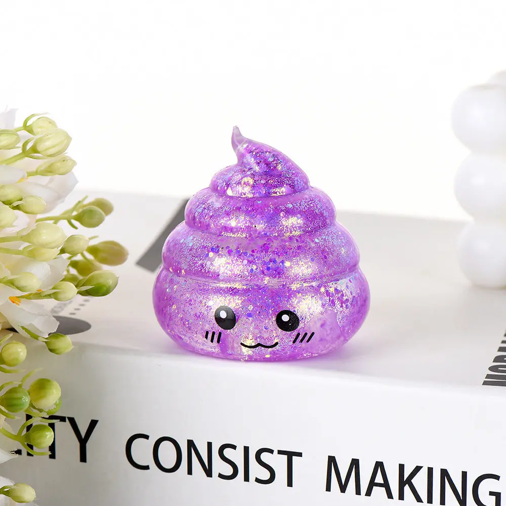 Novelty Squishy Poo Stress Ball Squishies Toys Glitter Funny Stretch Squeeze Fidget Toys Fans Gift image 5
