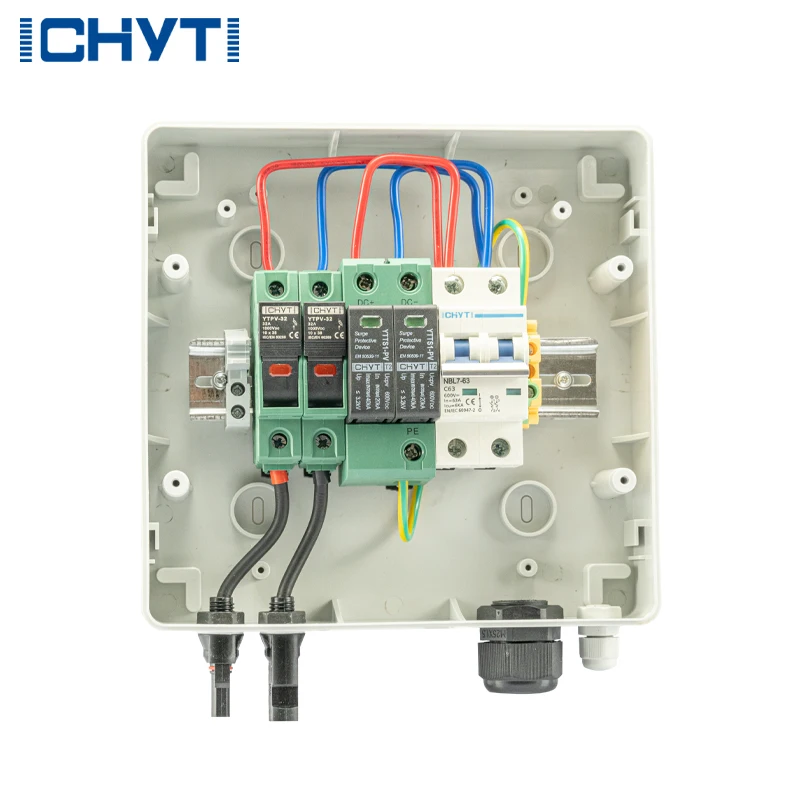 Surface Mounted 1-in-1-out 600V IP65 Solar PV Surge Lightning Protection DC Distribution Box Combiner Box