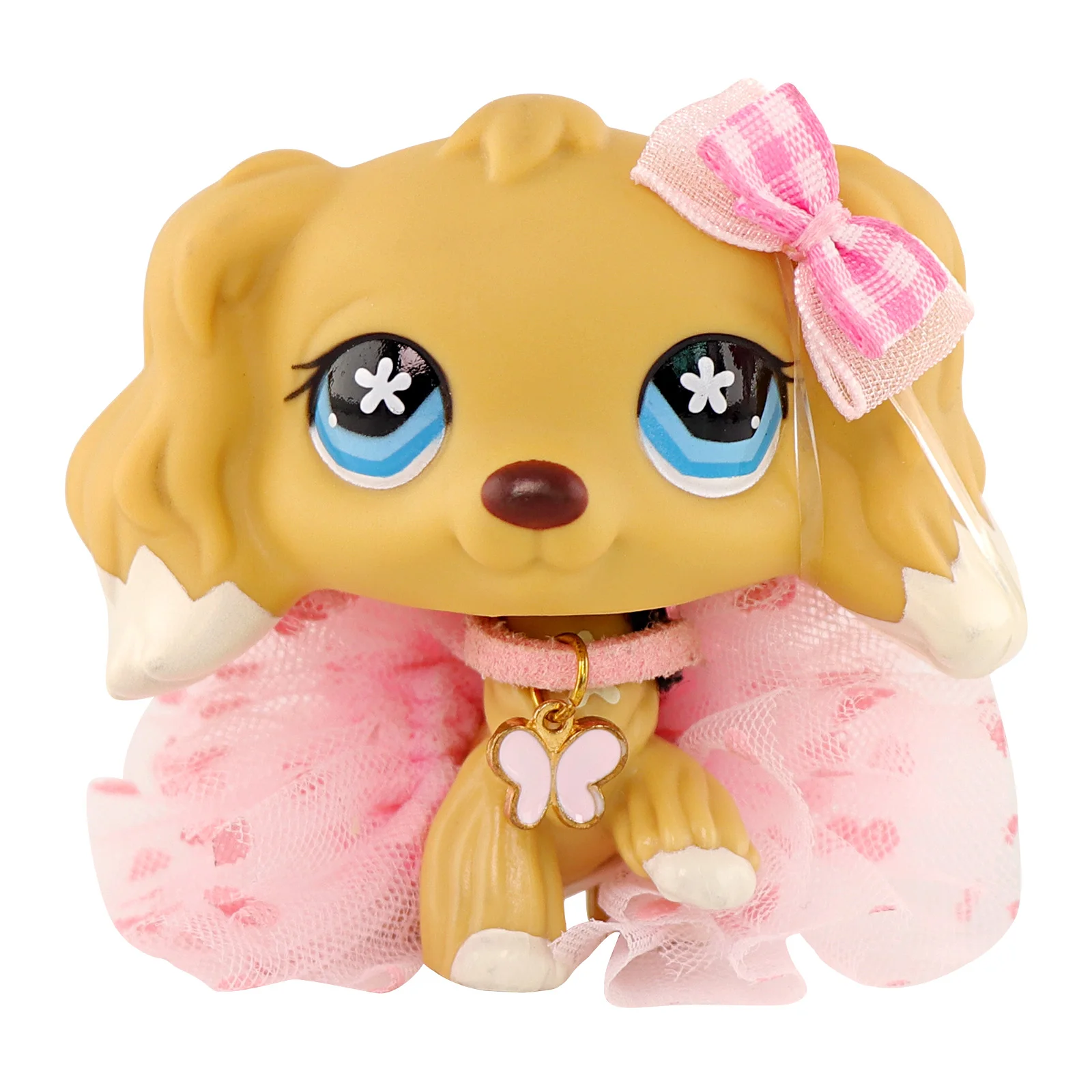 Tienda de Mascotas Minilpsshop, Perro Cocker Spaniel #   748 White Flower Eyes Dog, Juguete Raro para Niños, Raro para lps