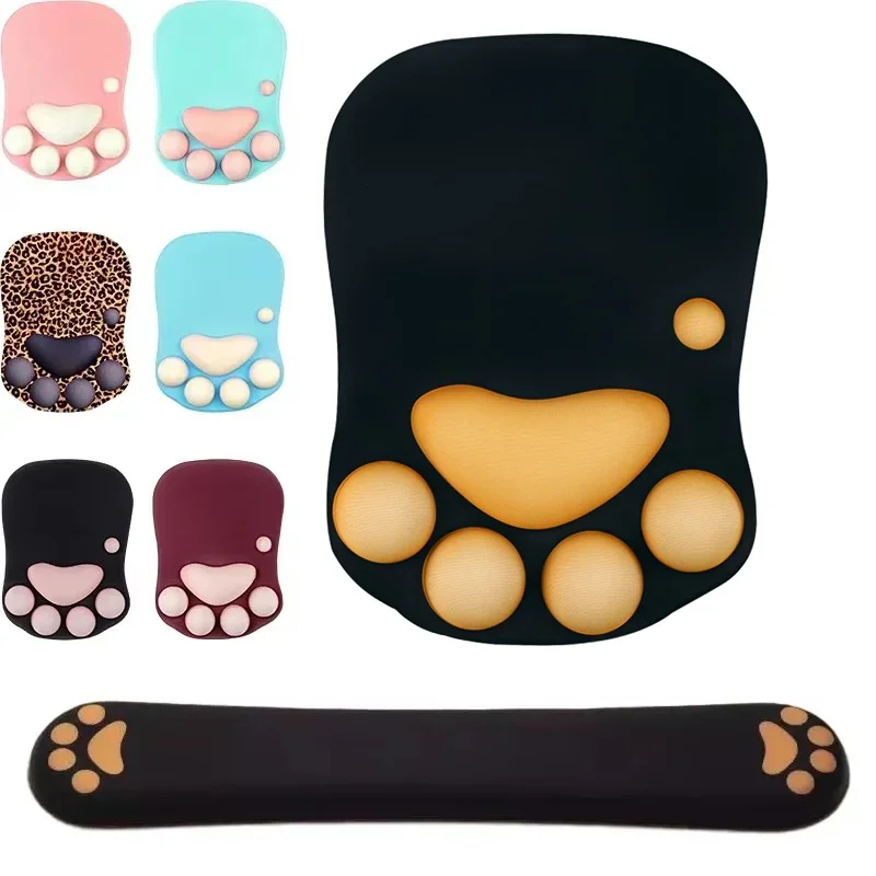 Cute Cat Paw Shaped Mouse Pad With Wrist Rest For Laptop Protection And Comfortable Support