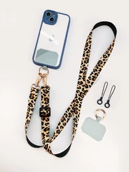 Leopard Print Crossbody Cell Phone Lanyard Strap Neck Cord Mobile phone Lanyards Chain With Universal Gasket for All Phone Case