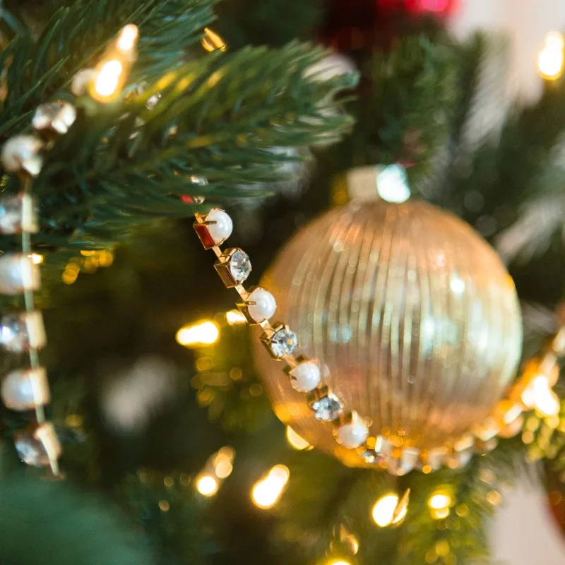 1/2/4 قطعة زينة عيد الميلاد سلاسل حجر الراين شجرة عيد الميلاد الحلي ومشهد عيد الميلاد الديكور البلاستيك خلق جو #2