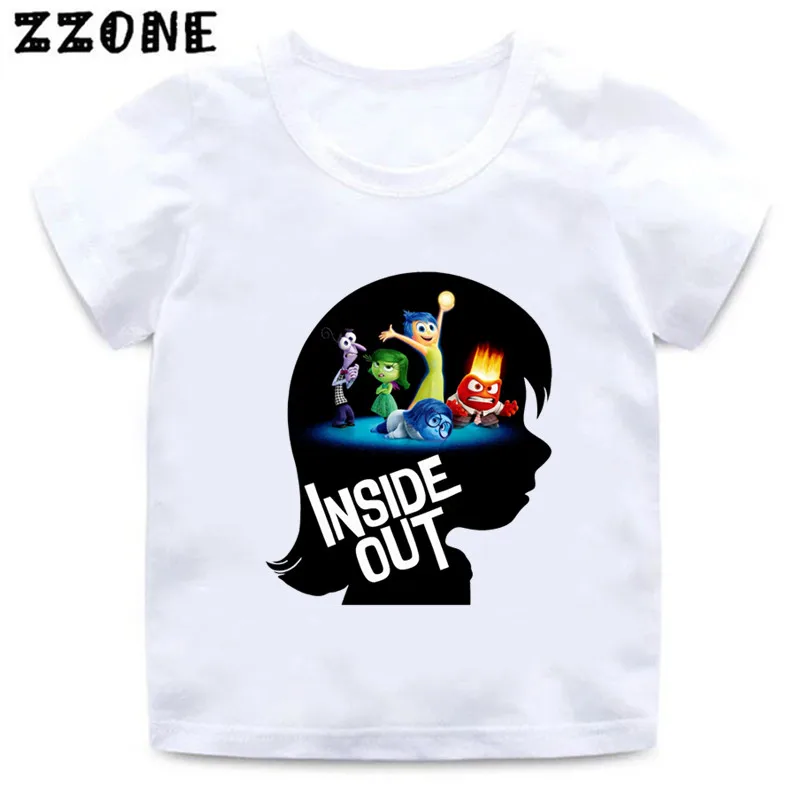 Hot Sale Inside Out Print Cartoon Kids T-Shirts Funny Girls Clothes Baby Boys Short Sleeve T shirt Summer Children Tops, ooo5545