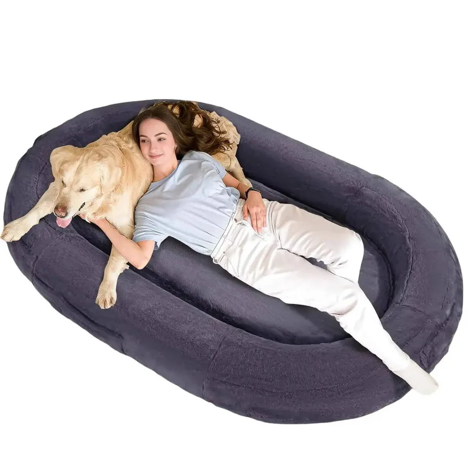 Large Inflatable Dog Bed Scratch-resistant Plush Cloth Cover Thickened Inflatable Liner Foldableable For Adults And Pets