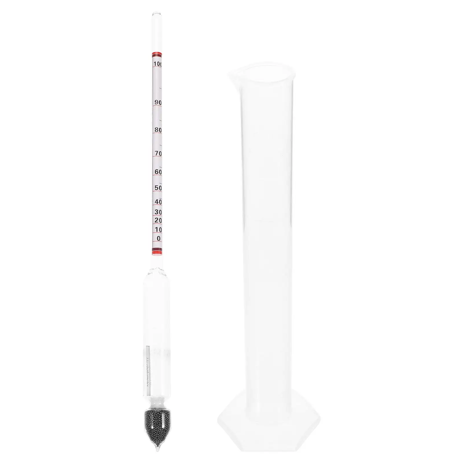 Alcohol Density Meter 0 100 Proof Hydrometer Specific Tester Measure Cups Plastic Portable Brewing Supplies Home Use Lab
