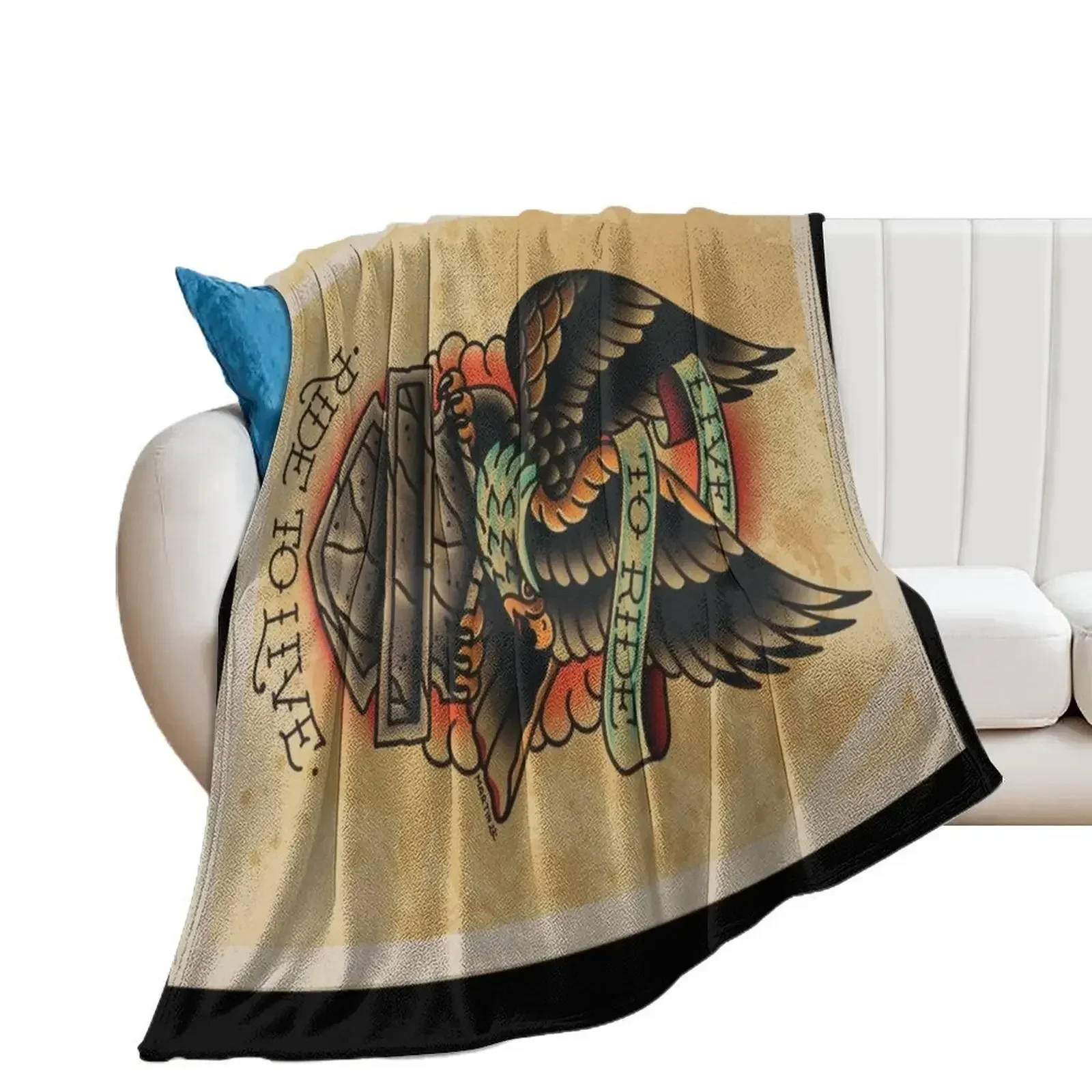 Live to ride Eagle (Horizontal Version) Throw Blanket Travel Weighted Luxury Throw Flannel Blankets