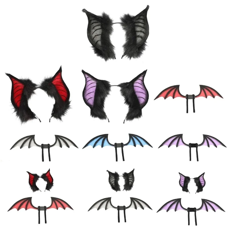 

D0LC Bat Ears Wing Headbands Fashionable Gothicism Headpiece Role Playing Headgear for Stylish Women and Party Enthusiasts