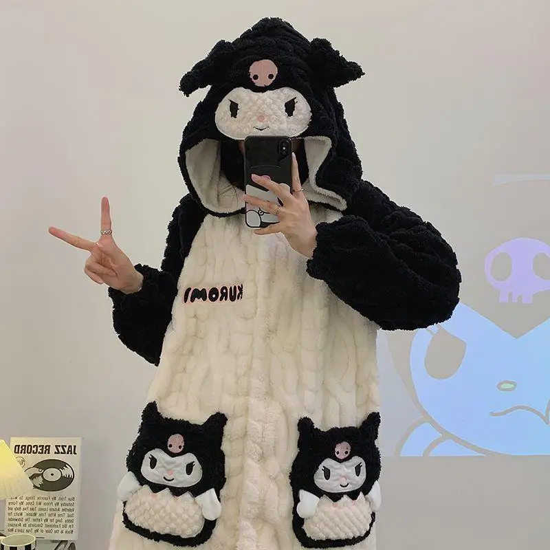 New Nightgown Pants for Women In Y2K Autumn Winter Thickened Velvet Fitting Home Clothing Set Coral Velvet Cute Cartoon Gift