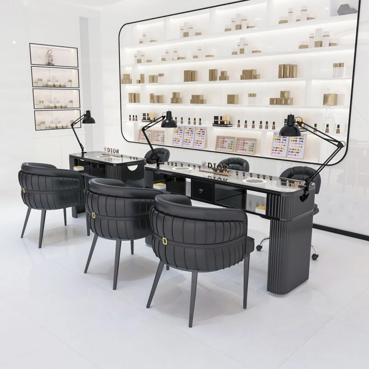 * Marble Nail Table and Chair Set Black Series Fashionable High-end Nail Table and Chairs for Sale