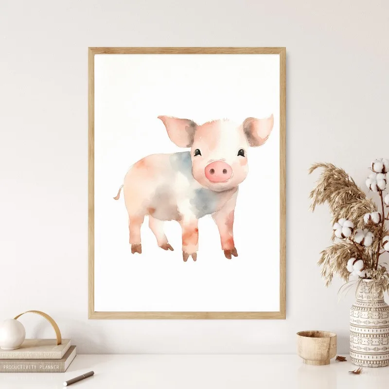 Watercolor Farm Animals Baby Horse Ducks Sheep Posters and Prints Canvas Printing Wall Art Picture for Kids Room Nursery Decor view 4