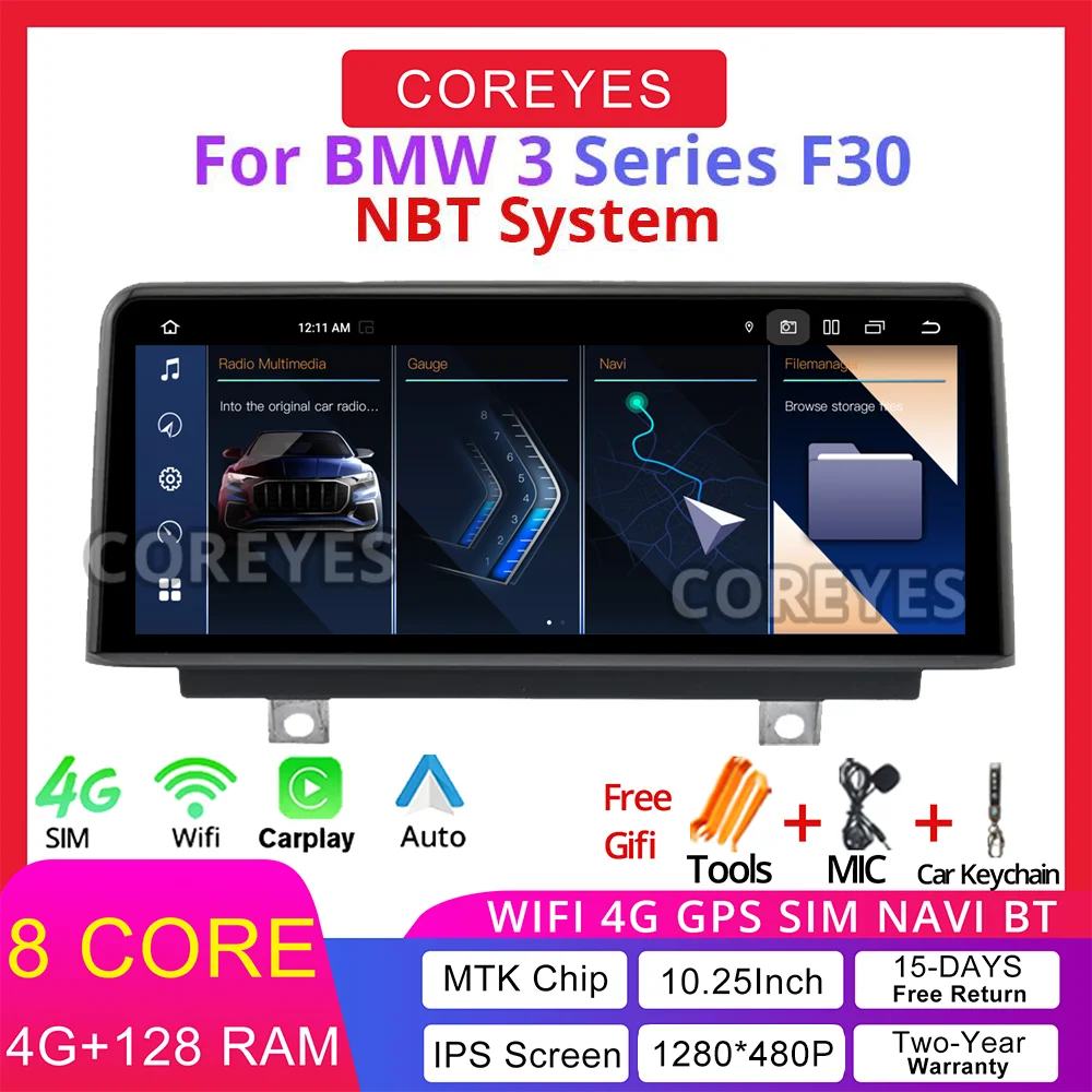 

COREYES 10.25'' Android 12 Carplay для BMW 3 серії 4 F30 F31 F32 F33 F34 F35 F NBT Система Мультимедійний плеєр Автомобільний радіоприймач