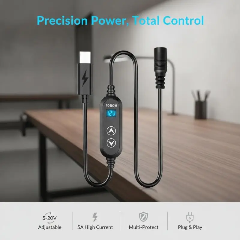 Type C To DC Power Boost Cable 5V/9V/12V/15V/20V Boost Line 8 Adapters USB C To DC Jack Connector Fast Charging For Wifi Router