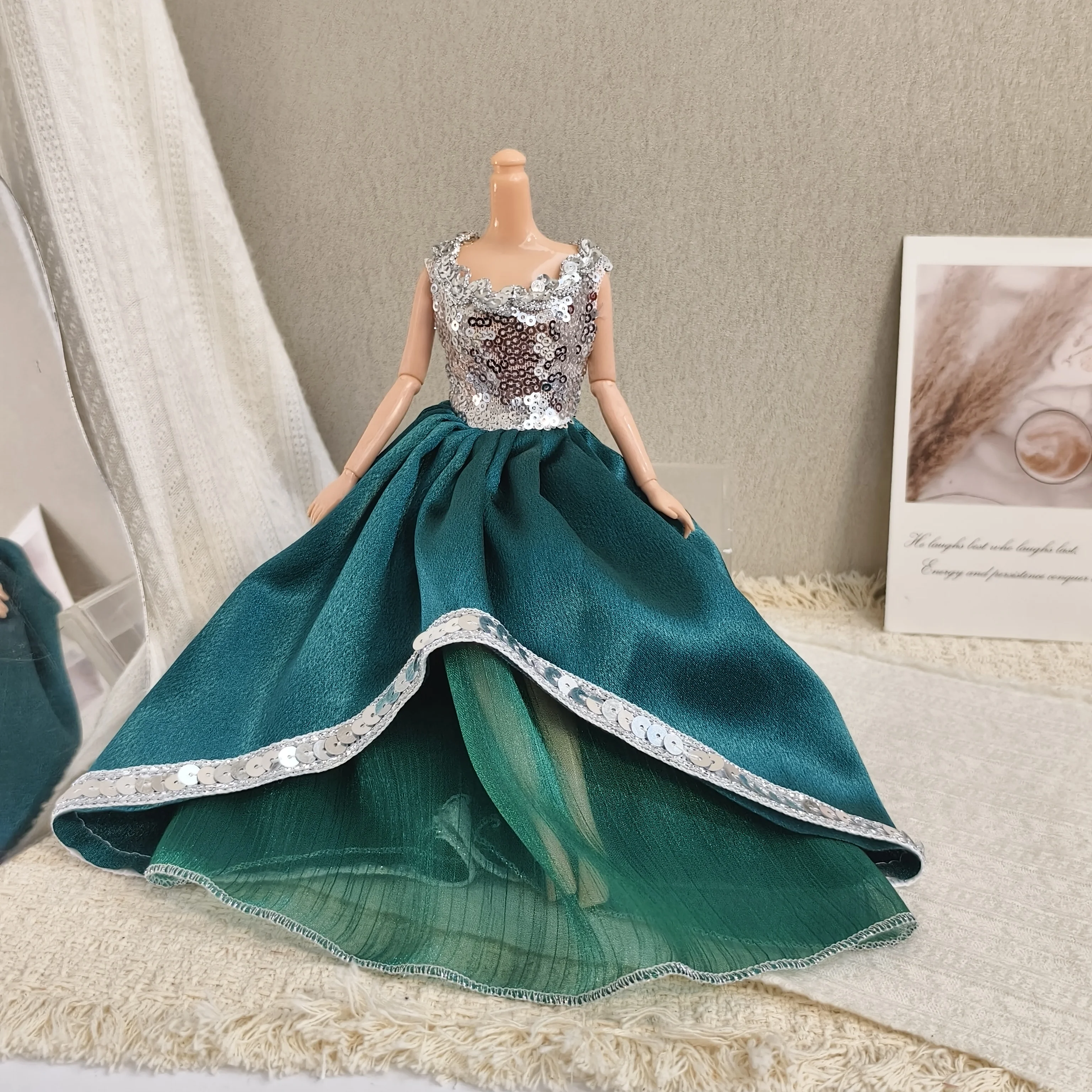 Luxury Fashion Temperament Sequin Off-Shoulder Evening Gown For 1/6 Babi Xianxian Supermodel Doll 30cm Doll Clothes Accessories