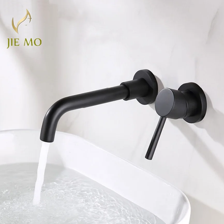 Brass water mixing valve hidden double hole hot and cold basin faucet hot&cold water into the wall basin faucet