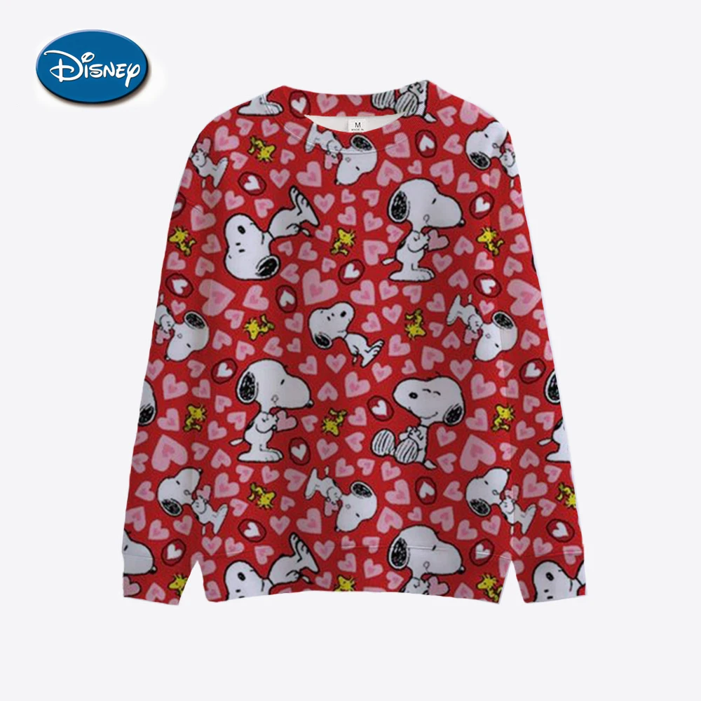 Street Casual Womens Sweatshirt Snoopy cartoon Print Hoodies Loose Soft Pullovers Crewneck Fleece Clothes