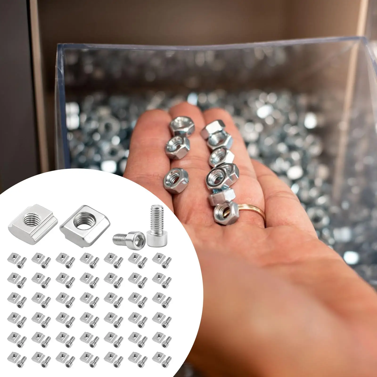 Sliding Slot Nuts Carbon Steel Slide in T Nut Fastener Kit for DIY Aluminum Extrusions and Furniture Assembly
