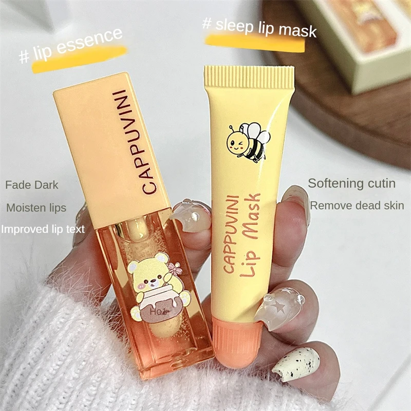 2Pcs/Box Lightweight Lip Mask Set Lip Balm Moisturizing Hydration Fade Lip Lines Lip Care Serum Primer Lip Oil Cosmetics Kit New