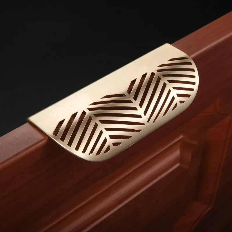 Modern Simple Leaf Shaped Concealed Handle Hidden Pulls Wardrobe Cupboard Wine Cabinet Furniture Drawer Knobs