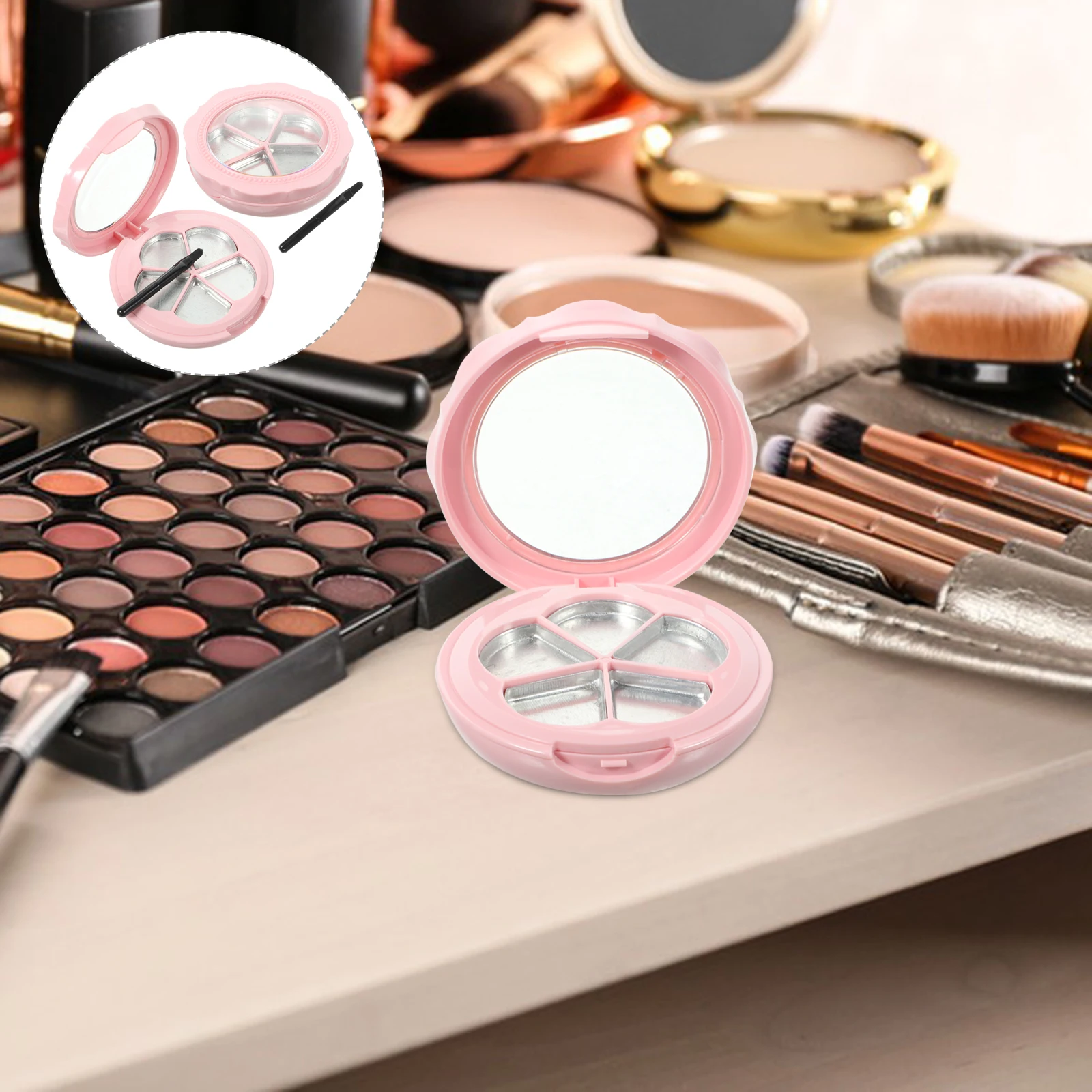 

2 Sets DIY Lipstick Refillable Containers 5 Colors Empty Case Portable Travel Eyeshadow Box Blusher Makeup Storage