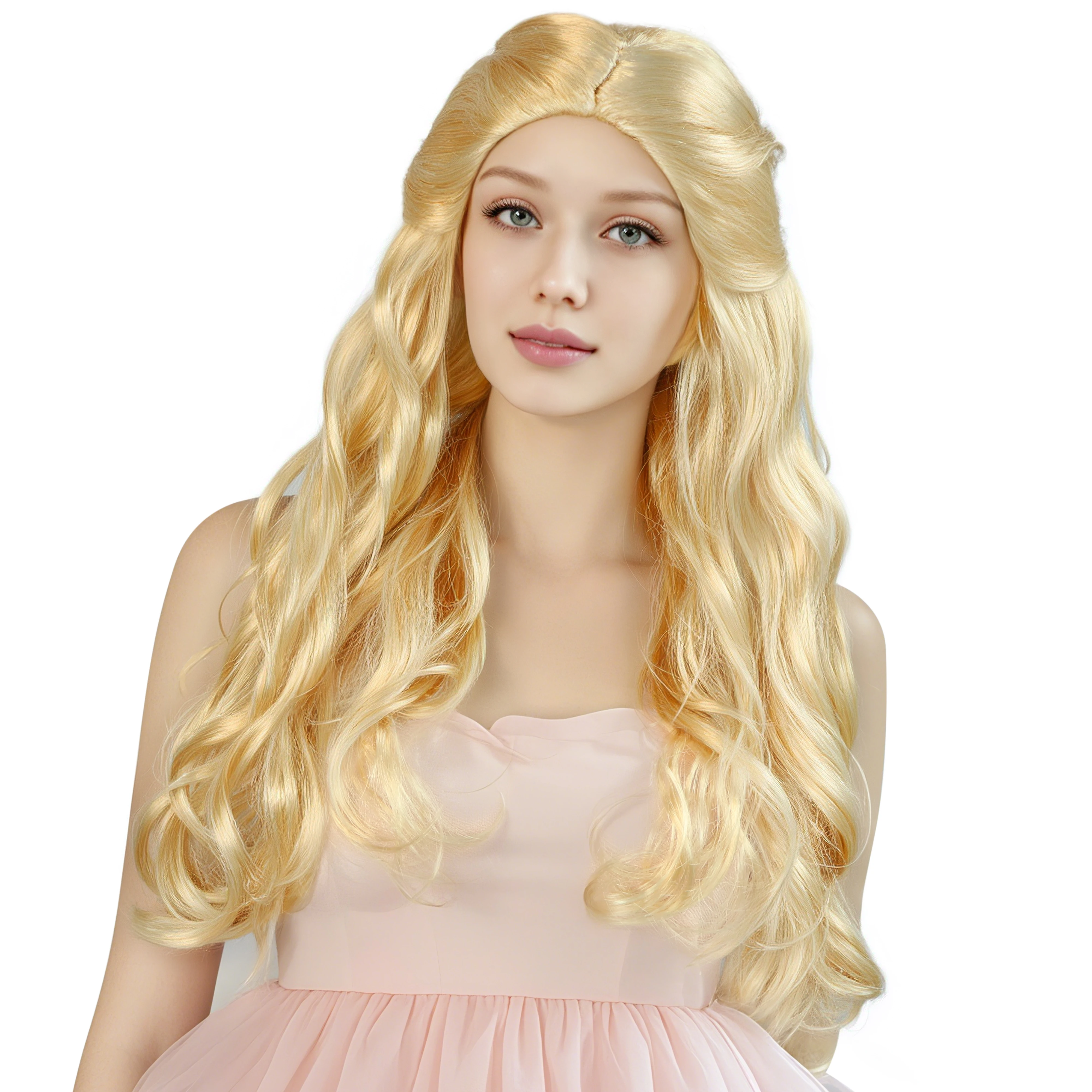

65cm/26inch Long Wavy Blonde Wig Cosplay Witch Wigs Girls Princess Blonde Wigs Women Golden Synthetic Hair Blond Elf Wigs Wavy Q