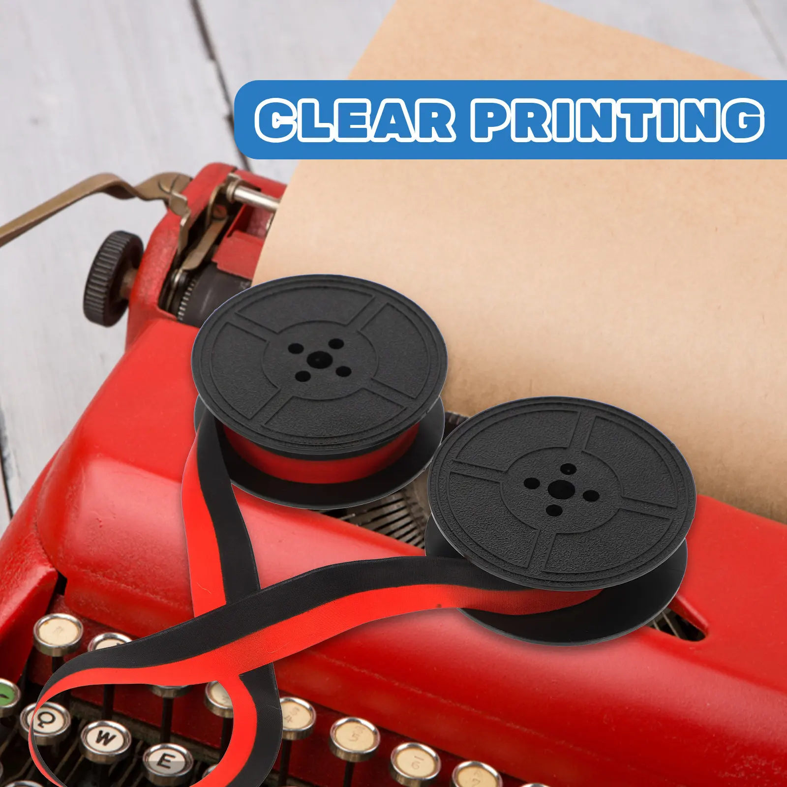 

Professional Typewriter Ribbon Twin Spool High-Grade Nylon Ink Replacement Universal for Office Retro Typewriter Clear Ink