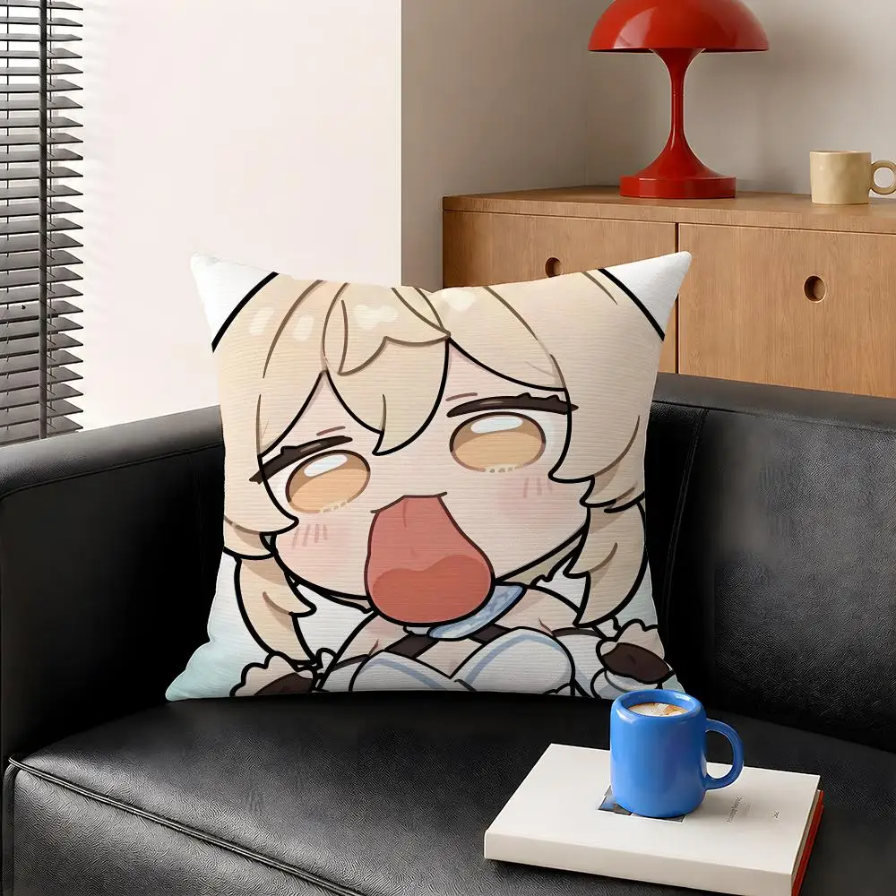 Aether And Lumine Genshin Impact Cushion Cover Decorative Pillowcase Soft Short Plush Cozy Durable Sofa Home Decor Items Gift