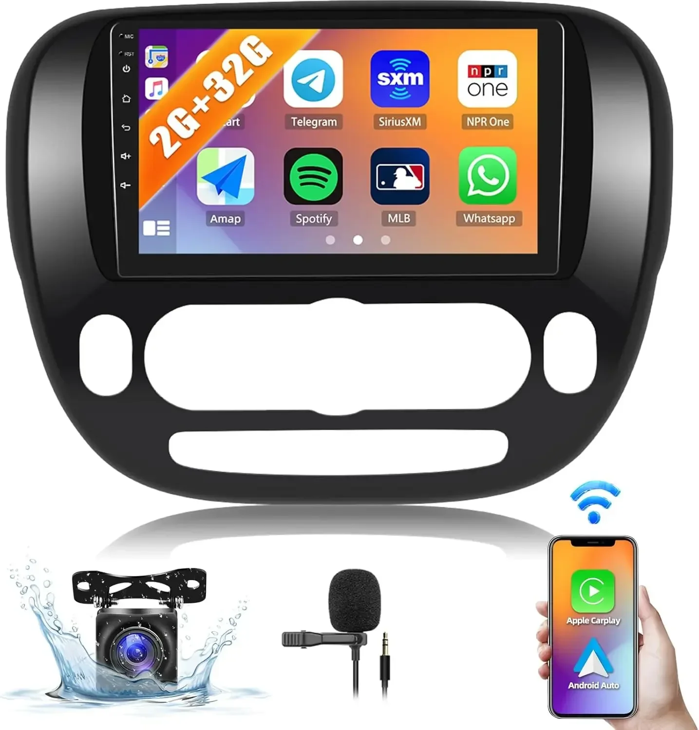 9inch Car Carplay Stereo Radio GPS Navigation Compatible for Soul 2013-2019 Android 13