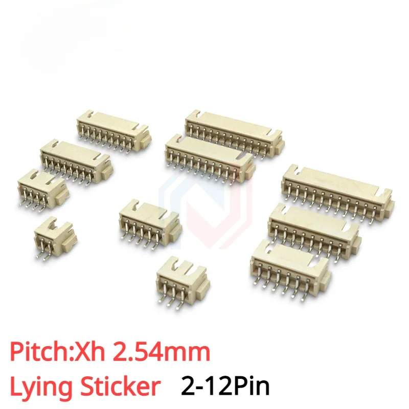 20Pcs Lying Sticker Xh2.54mm Pitch Horizontal Patch Socket 2P/3p4p/5P/6P/7p-12p Connector Terminal Connector Plug