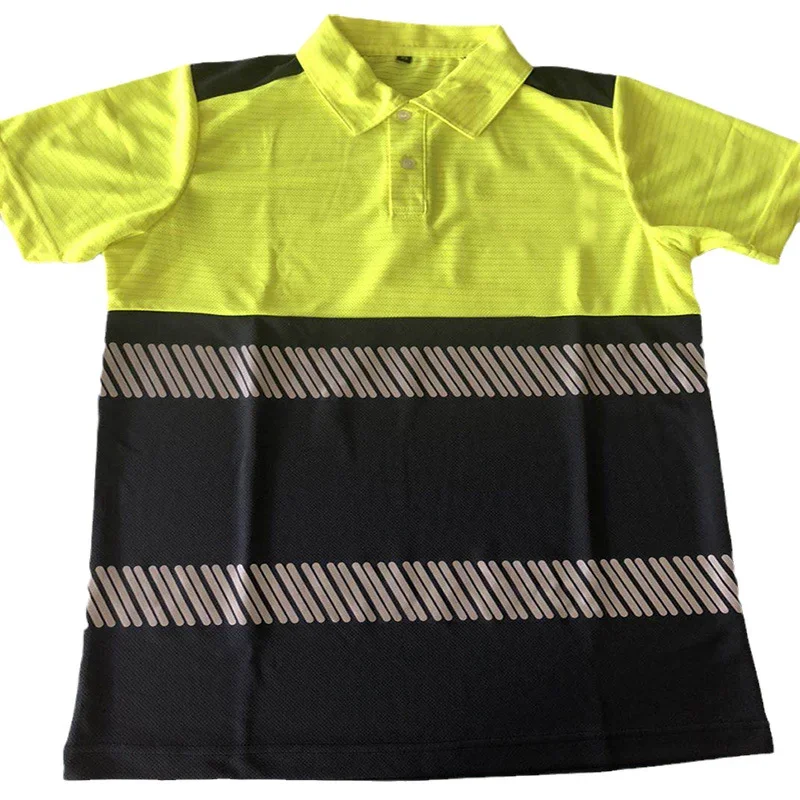 

Safety Short Sleeves Polo Shirt Workwear T-shirts Stripes Reflective Construction for Women and Men Multiple Colors