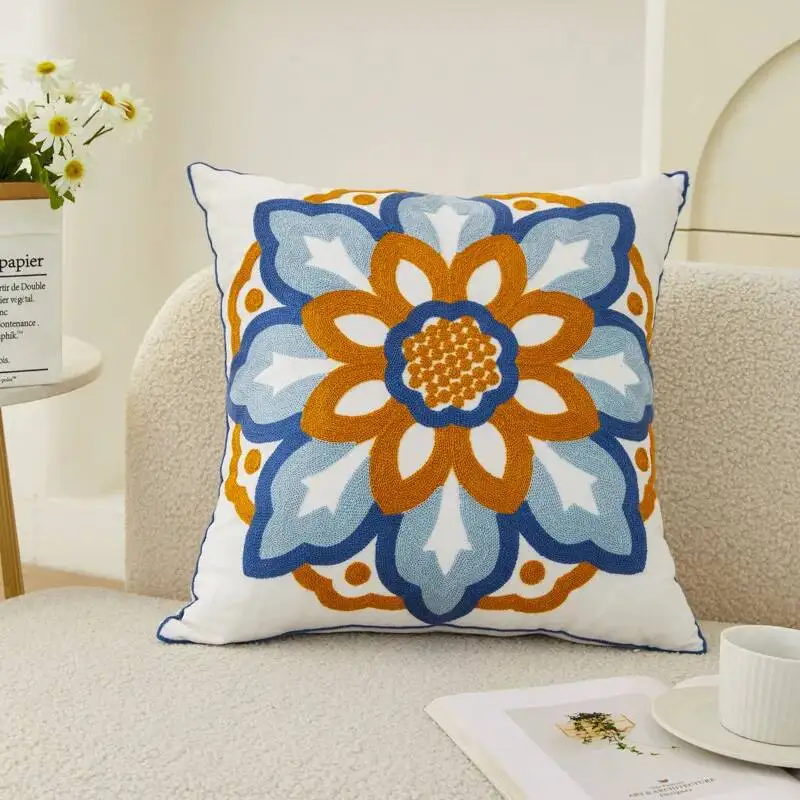 Gestickte florale dekorative Kissenbezüge mit Frühlings-Gänseblümchen-Motiv, Sommer-Pflanzen-Kissenhülle für Sofa, Bett, Stuhl, Heimdekoration – Detail 17