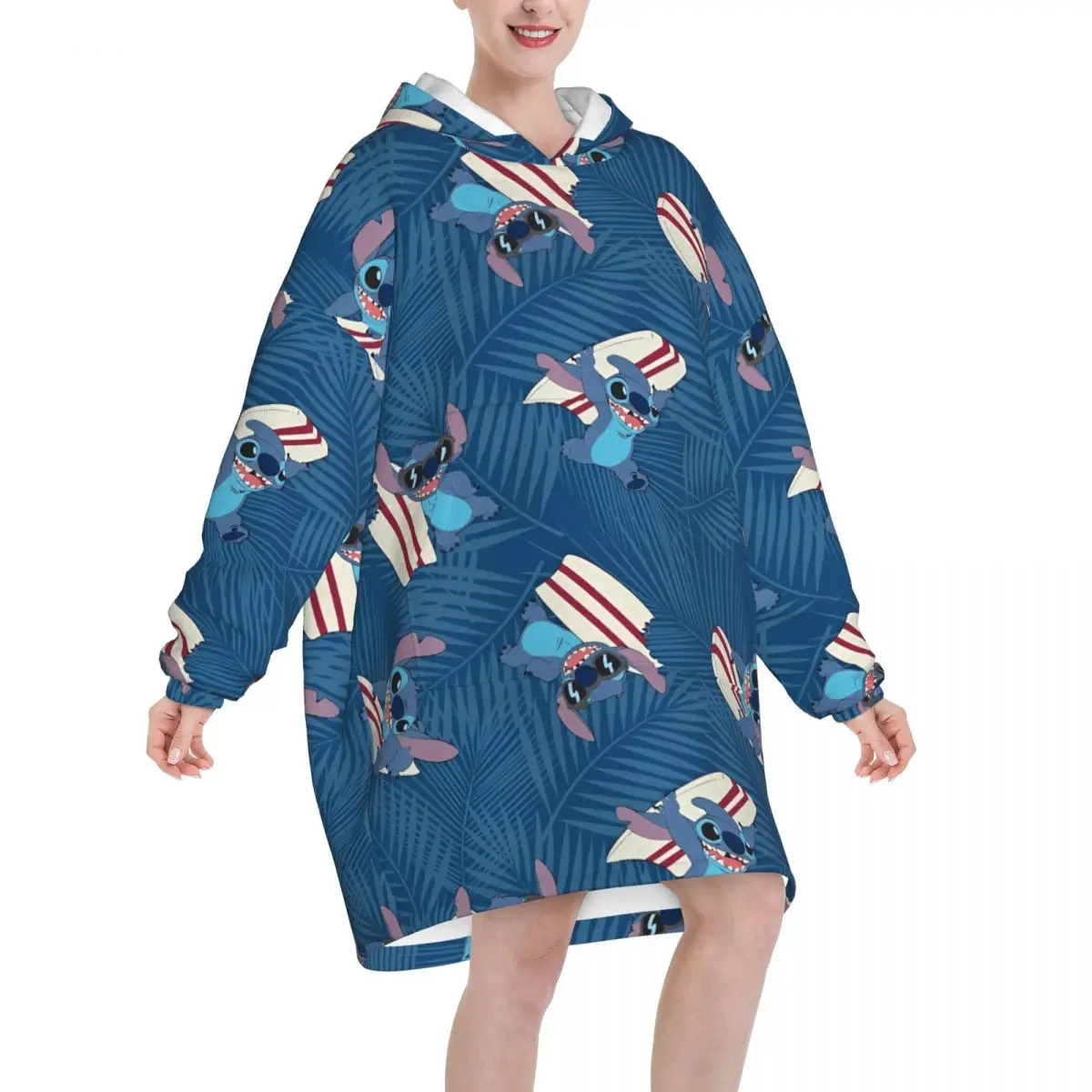 Stitchs Oversized Blanket Hoodie Sweatshirt Long Fleece Hooded Wearable Blanket with Large Pocket for Women Men