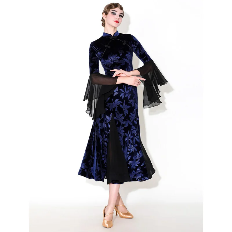 

Elegant Cheongsam Style Latin Dance Dress MY918 Modern Ballroom Waltz Performance Costume Women's Dancewear