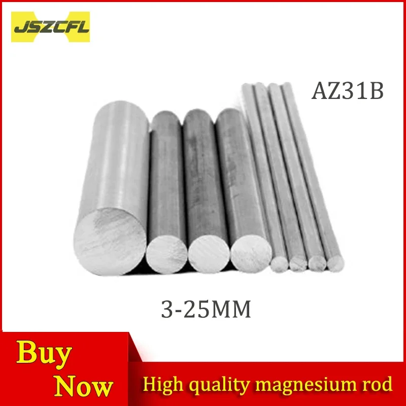 2PC AZ31B Magnesium Alloy Rod 3-25mm Experiment Dedicated Support Zero-cut Customization Solid Mg Bar Length 500mm