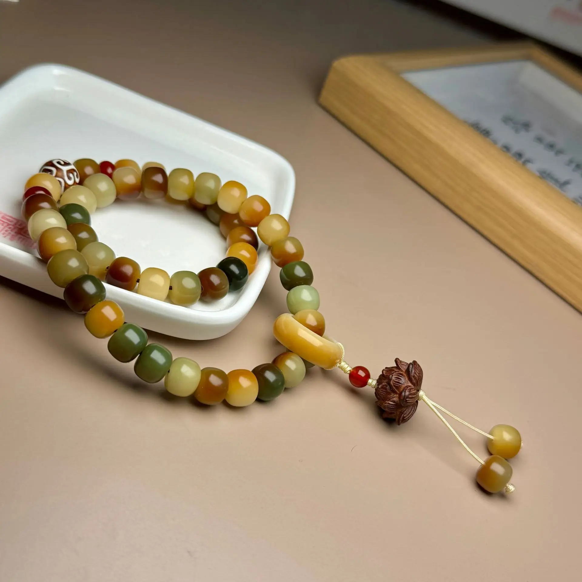 Dunhuang Asking Heaven Bodhi Double Loop Bracelet Buddhist Prayer Beads Handheld Wrist Mala for Men and Women Gifts