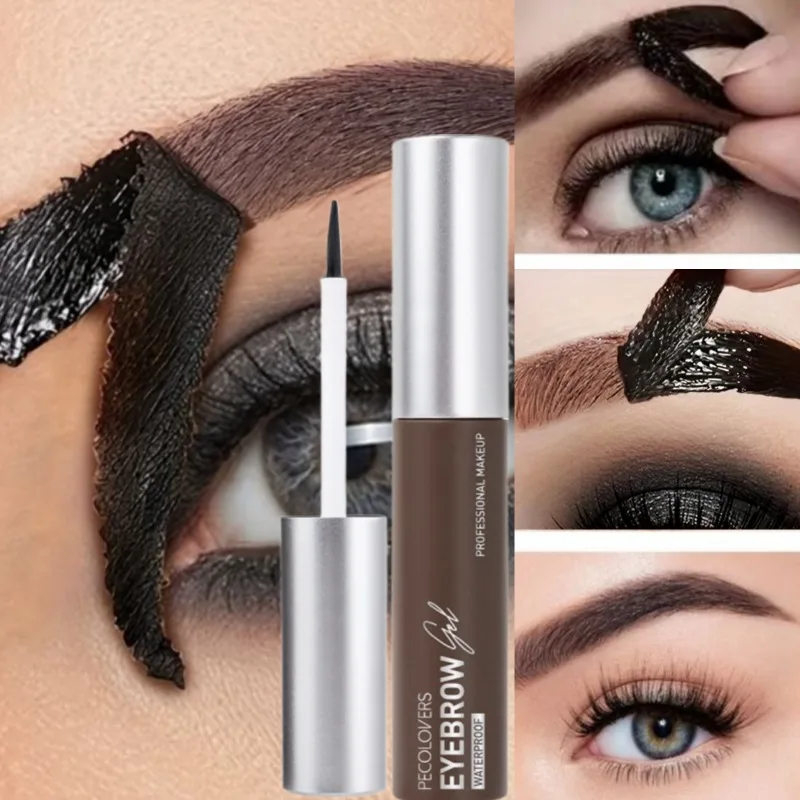 半永久ピールオフ眉毛タトゥージェル汚れ防止眉ティントクリームアイメイクアップ簡単塗布、ナチュラルルック - ブラック/ブラウン