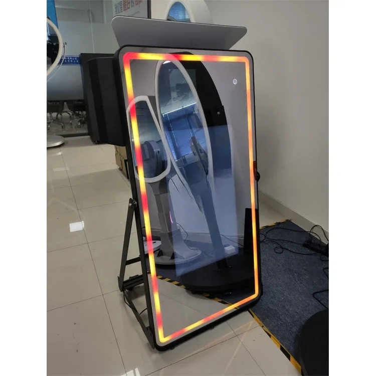 Wedding large screen adjustable and foldable selfie complete set photo booth machine with printer LED frame