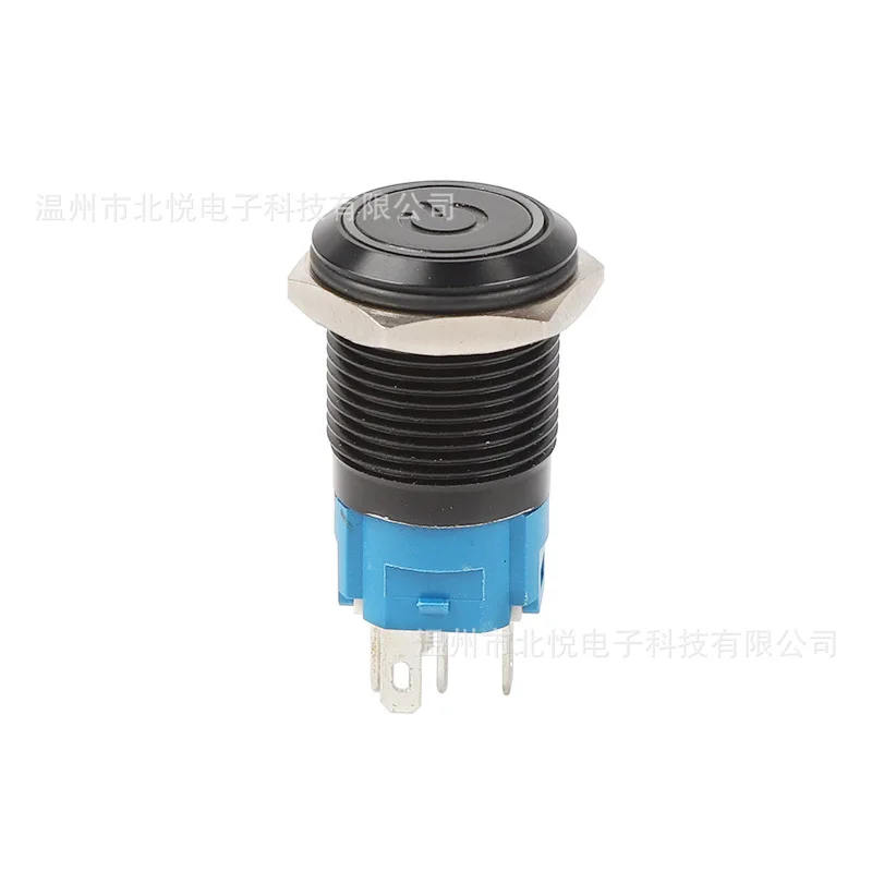 Self-Locking No Lamp Metal Button Switch Black 12 16 19 Button Electric Waterproof Power Switch
