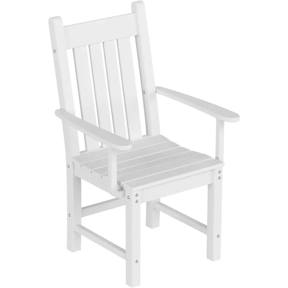 

Weather-Resistant Poly Lumber Outdoor Dining Chairs with Arms, Support 350 LBS, White Adirondack Style Patio Bistro Chairs